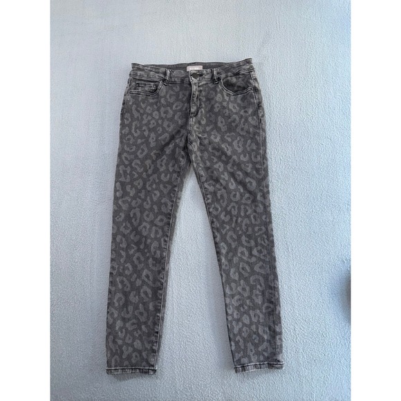 DL1961 Denim - DL1961 Florence Cropped Instasculpt Skinny Jeans Grey Leopard Print 26 Memphis